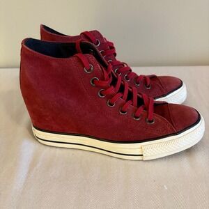 Converse Chuck Taylor All Star Wedge Lux Mid High Top Sneaker Burgundy Suede ‎ 7